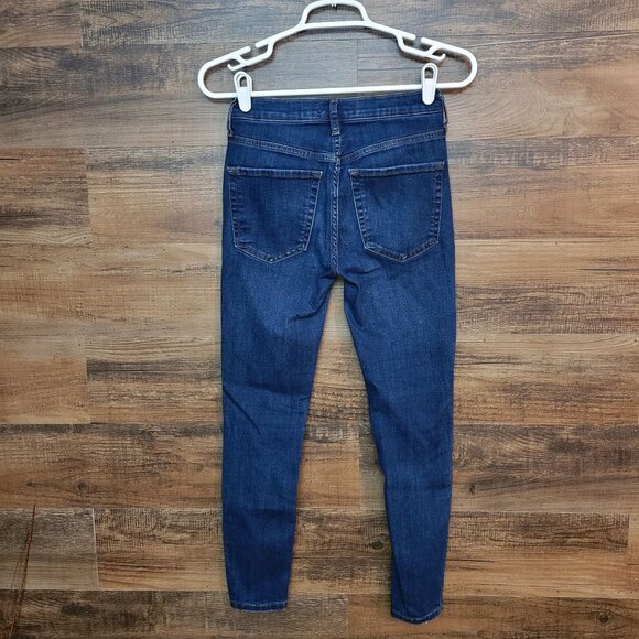 Free People Jeans Size 25 Ankle Skinny Low Rise Ripped Medium Dark Wash Stretch - Picture 2 of 10